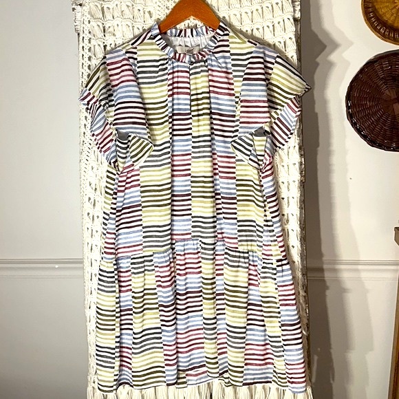 LOFT Women's Shifted Striped Tiered Flounce Dress - Picture 2 of 10